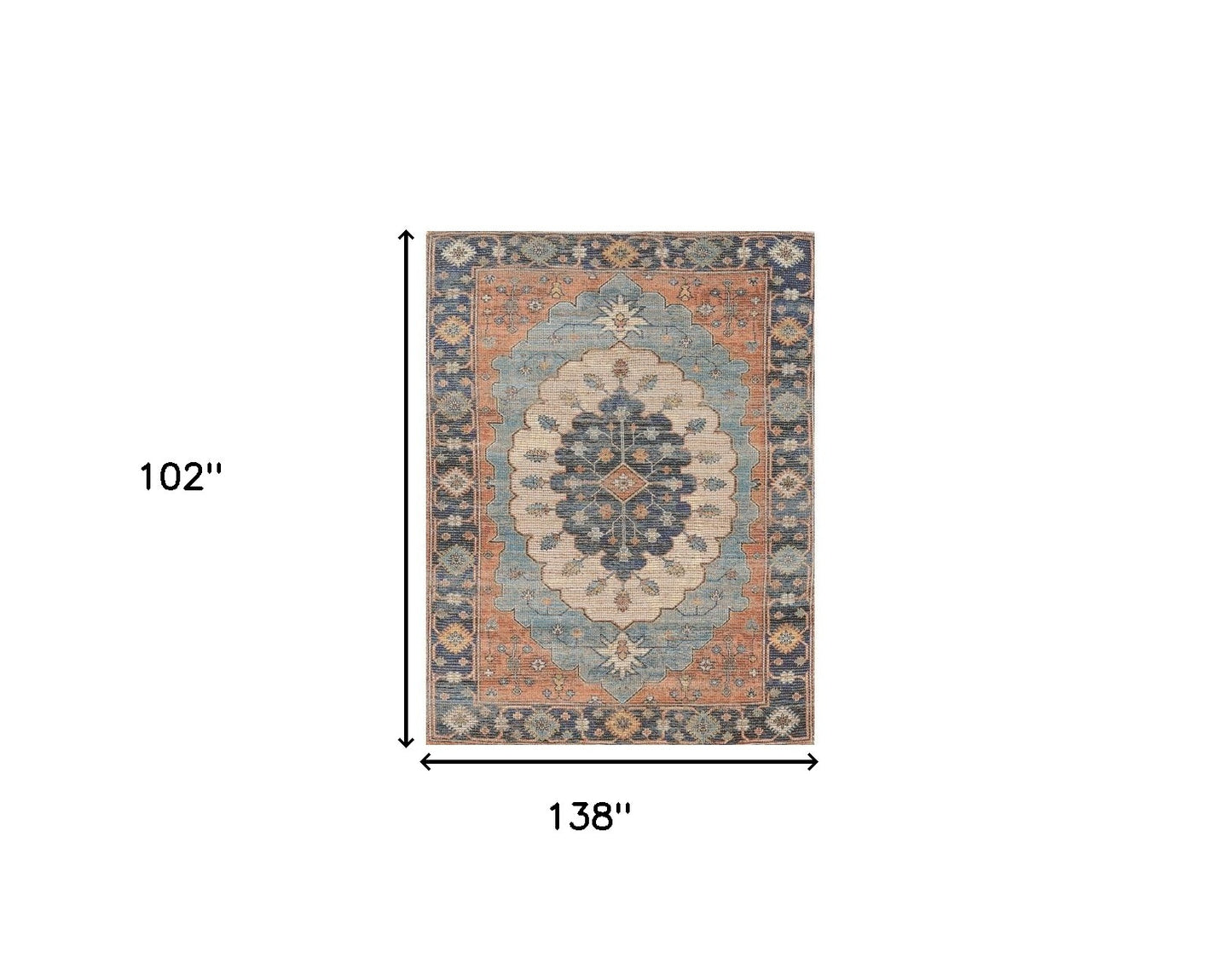 5' X 7' Blue Medallion Hand Woven Area Rug