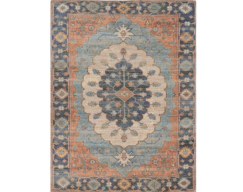 5' X 7' Blue Medallion Hand Woven Area Rug