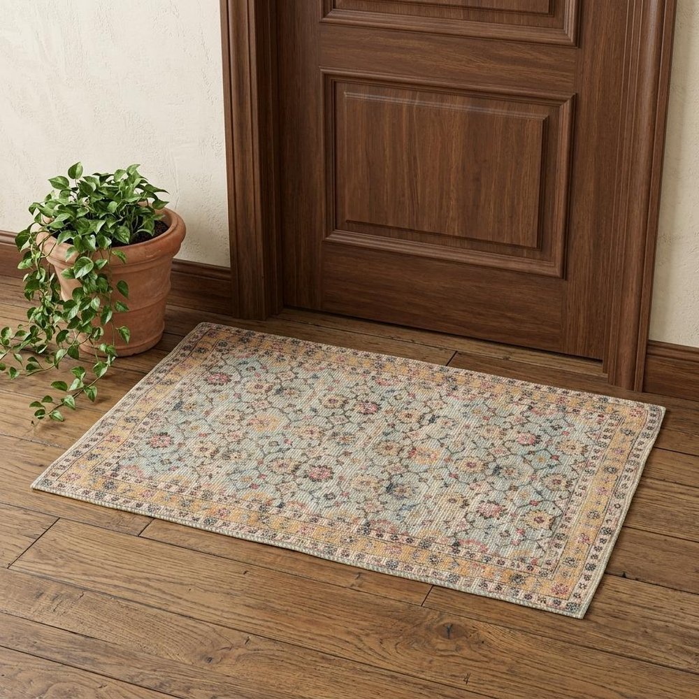 9' X 12' Blue And Beige Jute Floral Hand Woven Area Rug