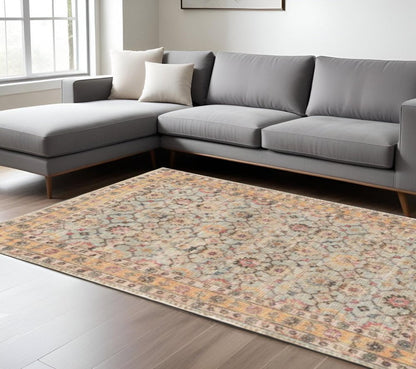 9' X 12' Blue And Beige Jute Floral Hand Woven Area Rug