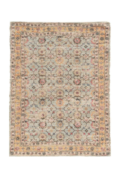9' X 12' Blue And Beige Jute Floral Hand Woven Area Rug