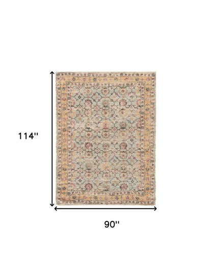 9' X 12' Blue And Beige Jute Floral Hand Woven Area Rug