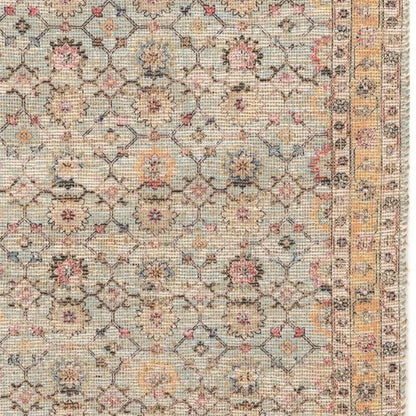 9' X 12' Blue And Beige Jute Floral Hand Woven Area Rug
