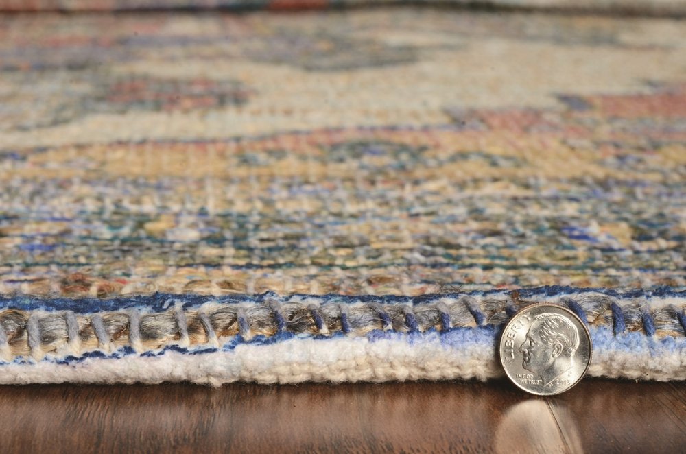 9' X 12' Blue Brick Red And Brown Jute Medallion Hand Woven Area Rug