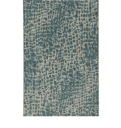 8' Teal Blue Abstract Indoor Outdoor Area Rug