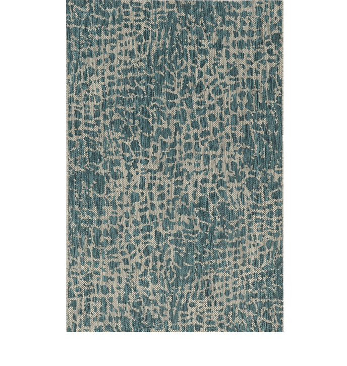 3' X 4' Teal Blue Abstract Indoor Outdoor Area Rug