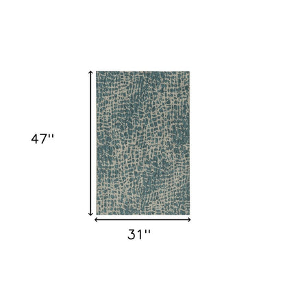 8' Teal Blue Abstract Indoor Outdoor Area Rug