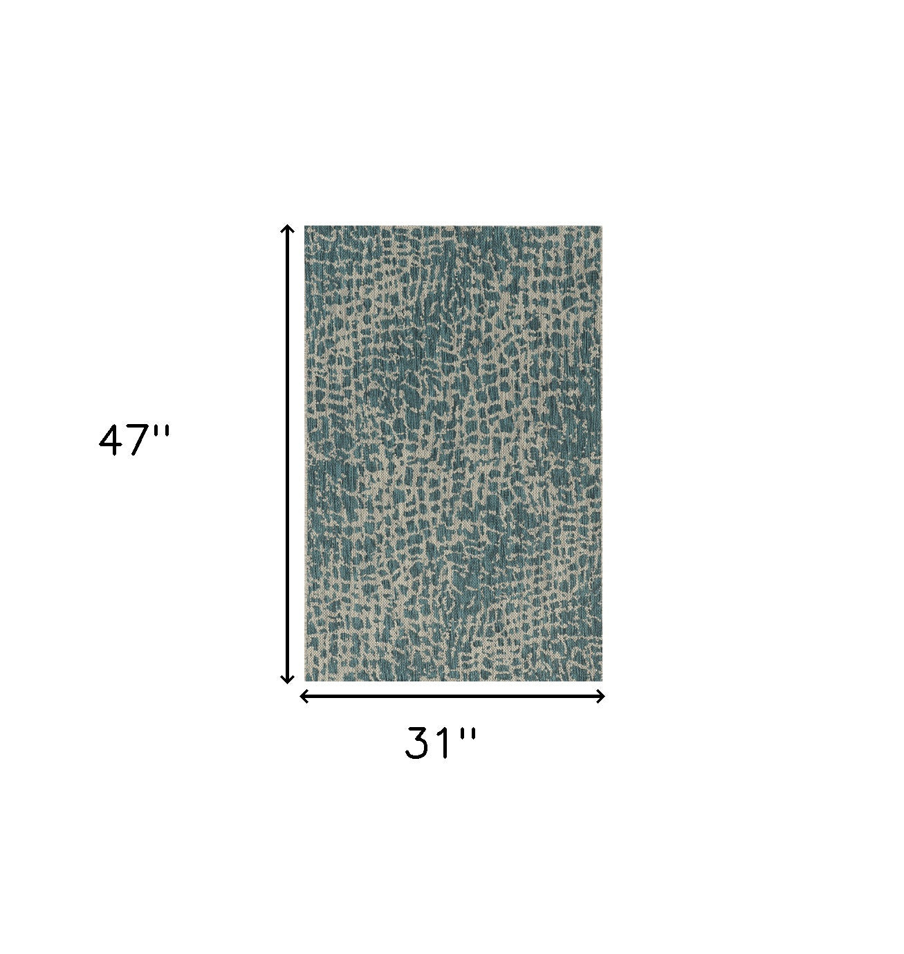 3' X 4' Teal Blue Abstract Indoor Outdoor Area Rug