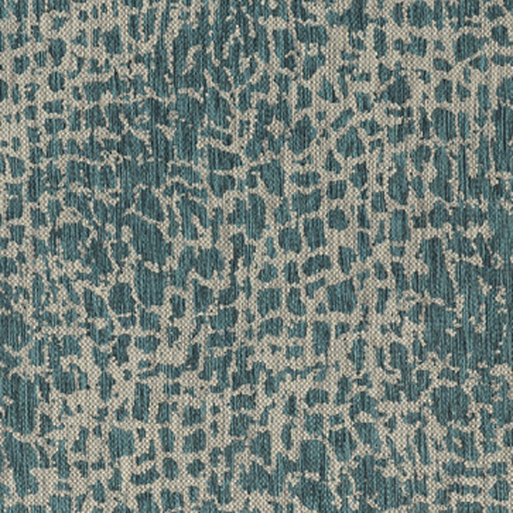 5' X 8'  Teal Animal Print Outdoor Area Rug