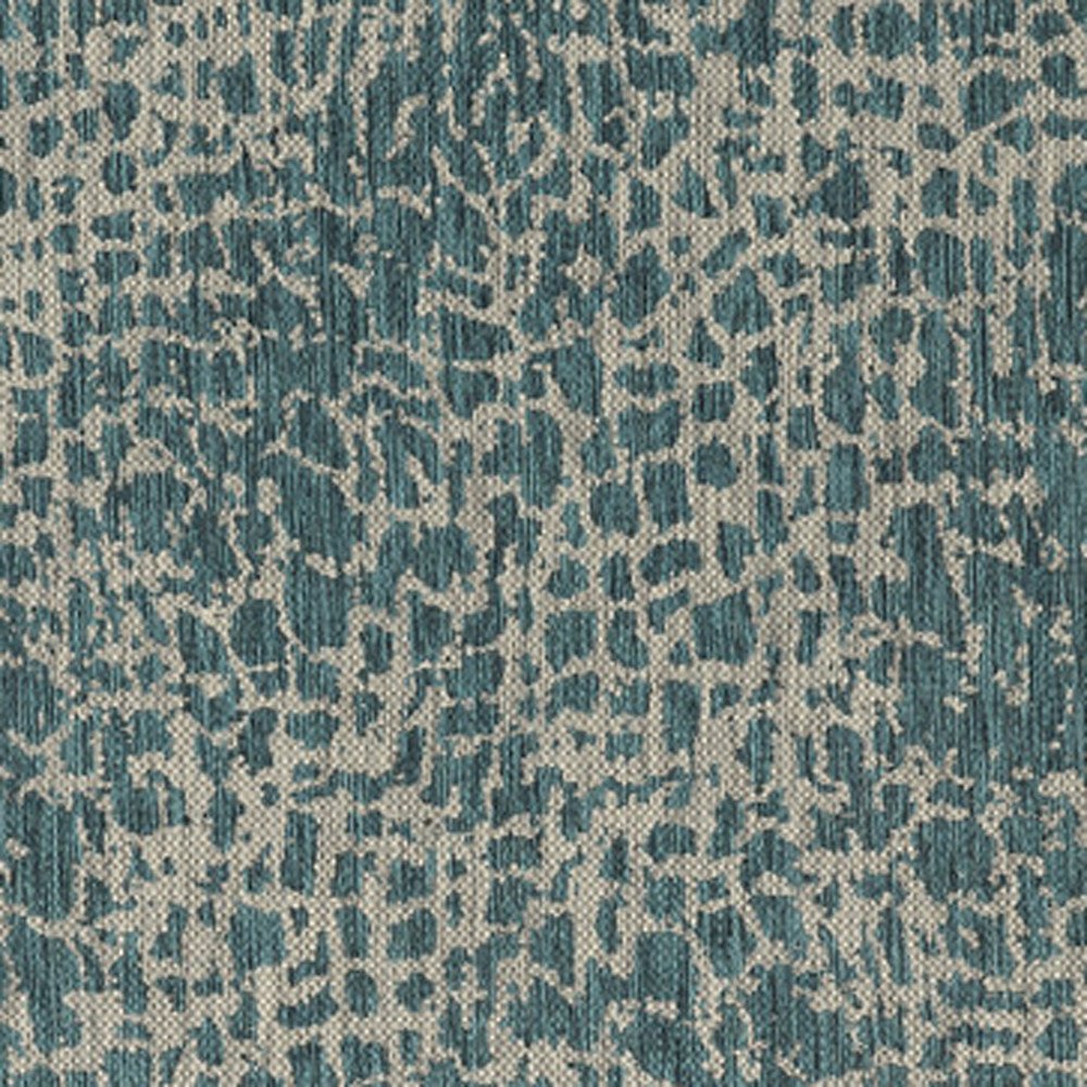 8' Teal Blue Abstract Indoor Outdoor Area Rug