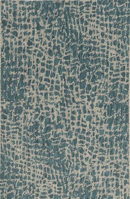 8' Teal Blue Abstract Indoor Outdoor Area Rug