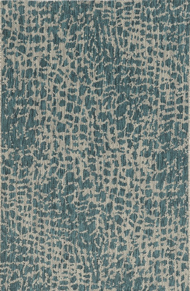 8' Teal Blue Abstract Indoor Outdoor Area Rug