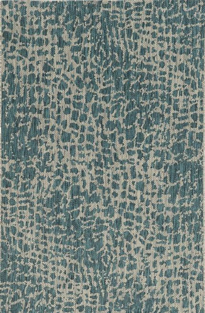 3' X 4' Teal Blue Abstract Indoor Outdoor Area Rug