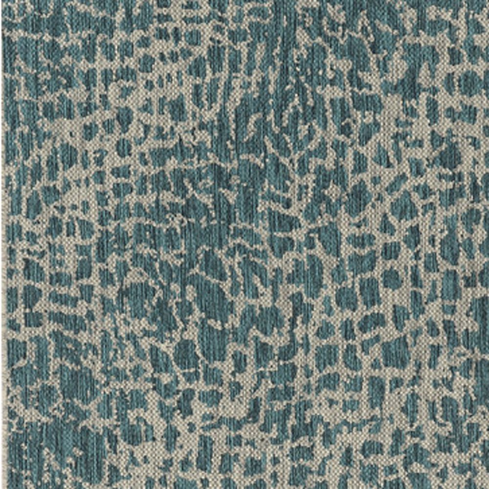 8' Teal Blue Abstract Indoor Outdoor Area Rug