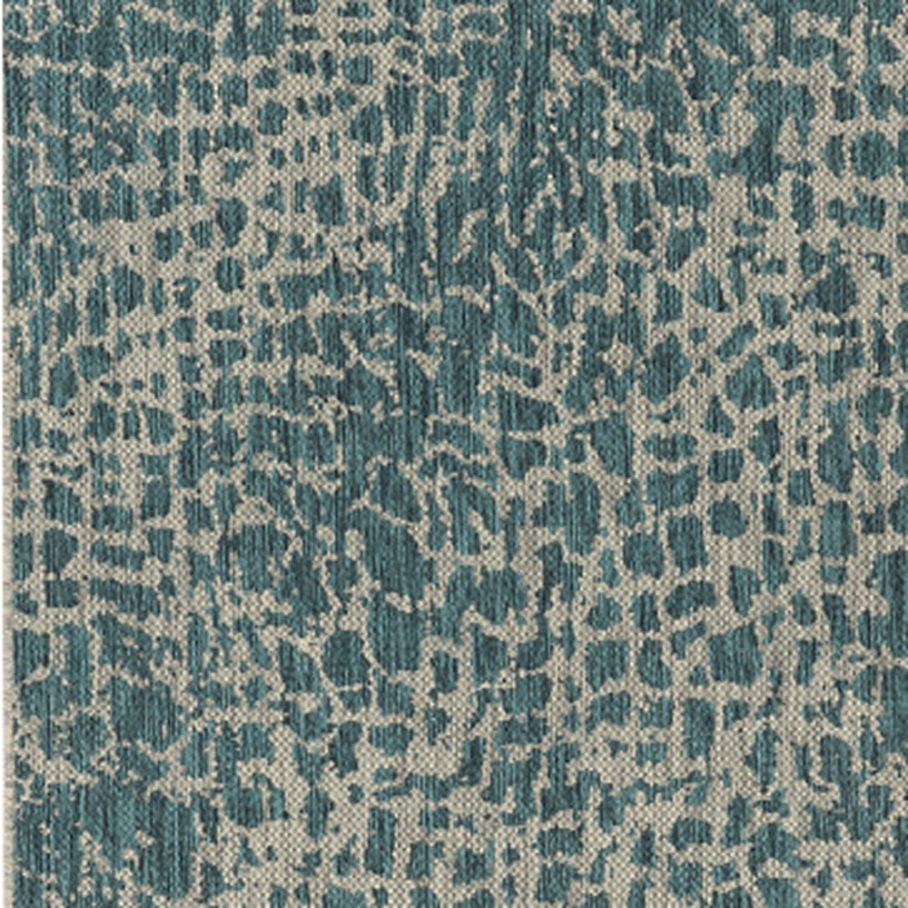 8' Round Teal Blue Abstract Indoor Outdoor Area Rug