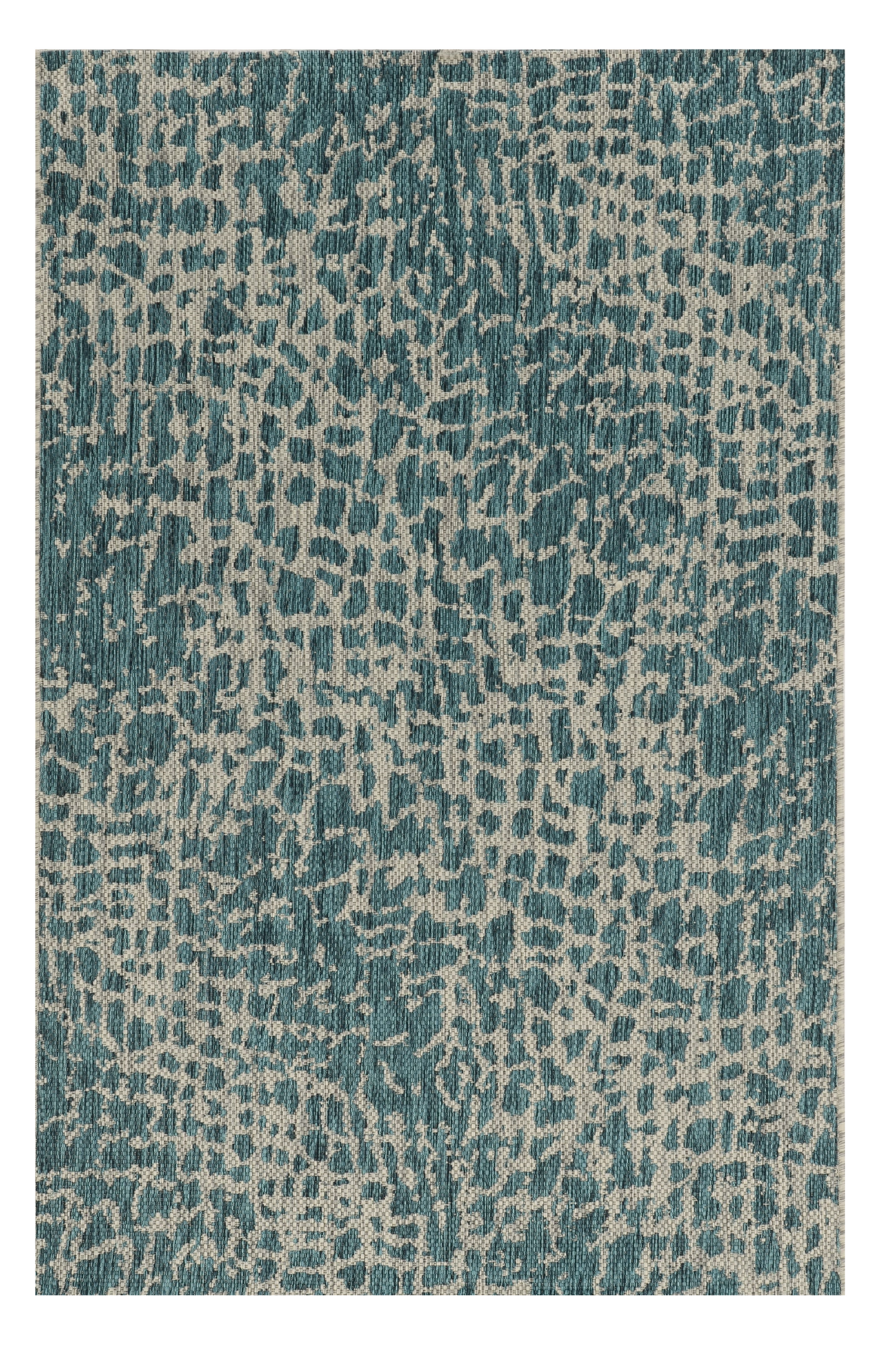 5' X 8'  Teal Animal Print Outdoor Area Rug