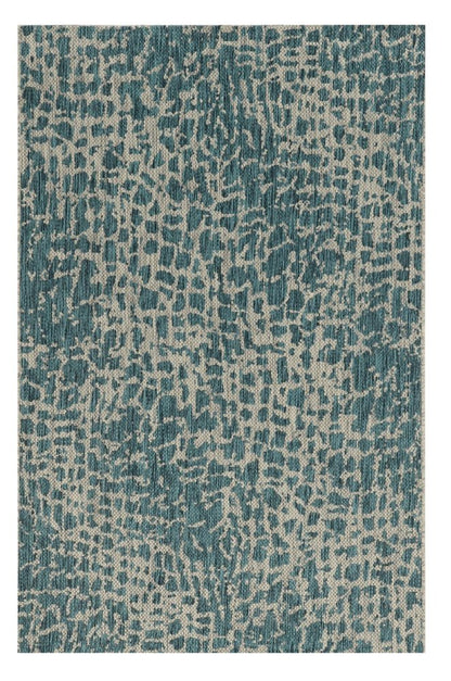 5' X 8' Teal Blue Abstract Indoor Outdoor Area Rug