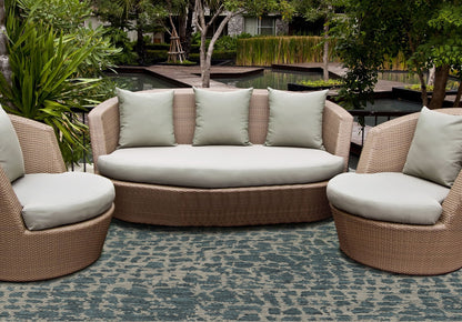 8' Teal Blue Abstract Indoor Outdoor Area Rug