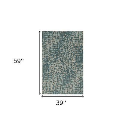 8' Teal Blue Abstract Indoor Outdoor Area Rug