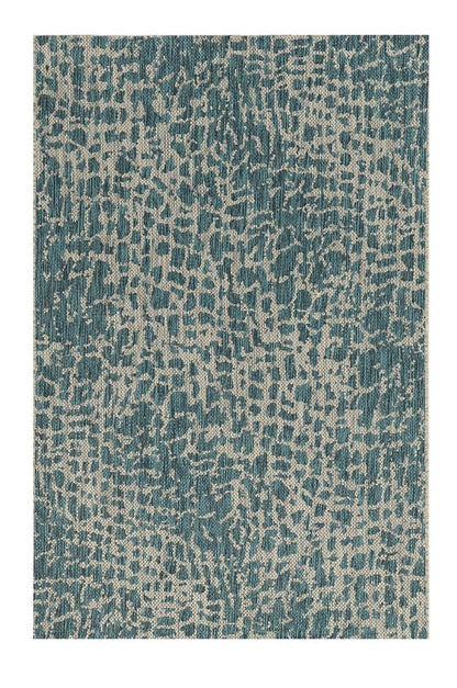 8' Teal Blue Abstract Indoor Outdoor Area Rug