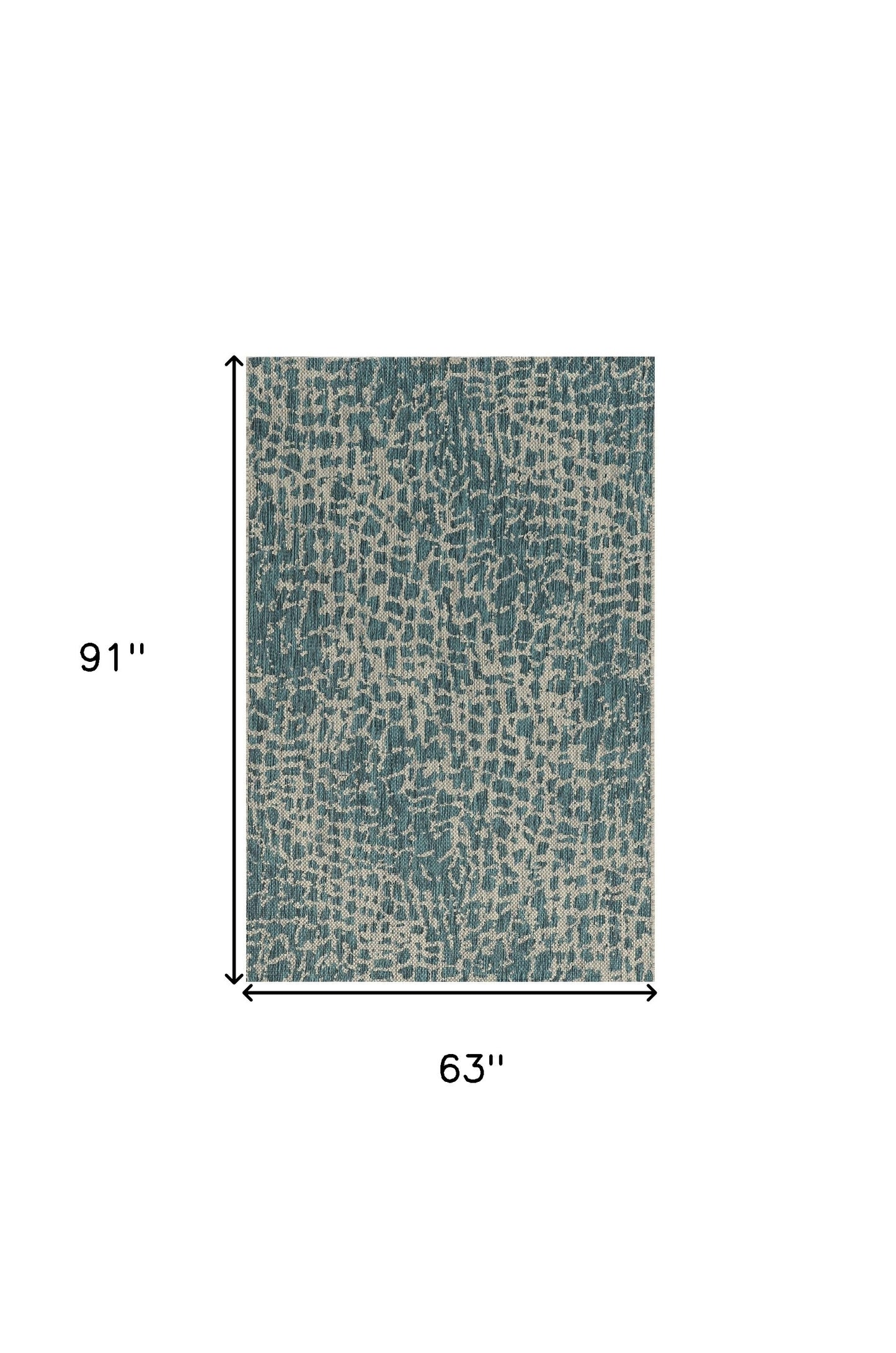 5' X 8'  Teal Animal Print Outdoor Area Rug