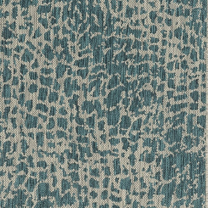 8' Teal Blue Abstract Indoor Outdoor Area Rug