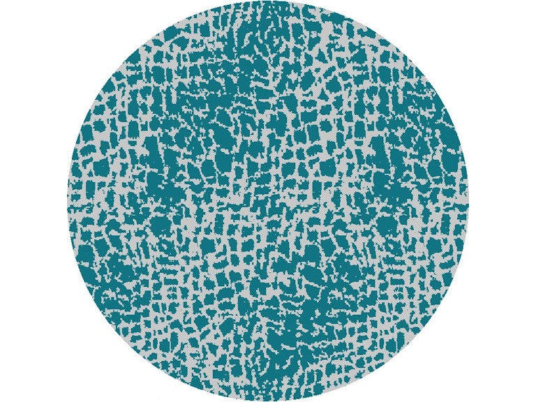 8' Round Teal Blue Abstract Indoor Outdoor Area Rug