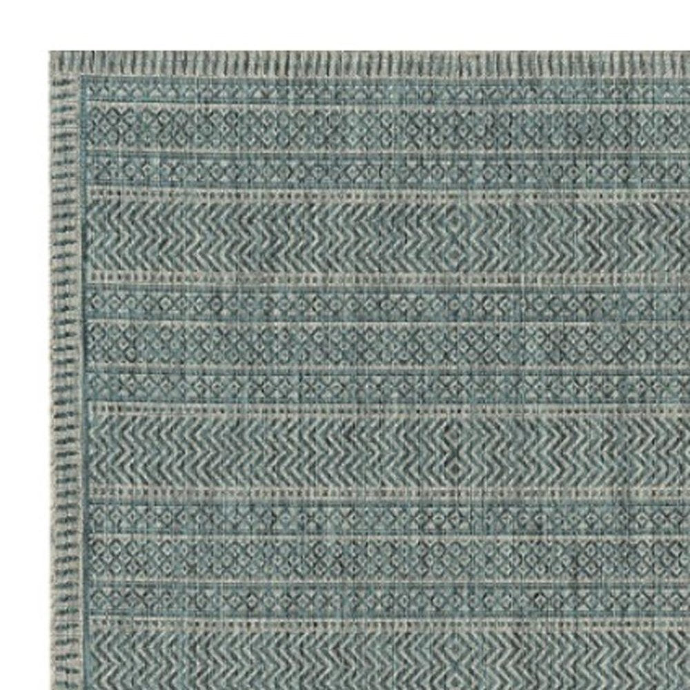 3' X 4' Teal And Beige Geometric Area Rug