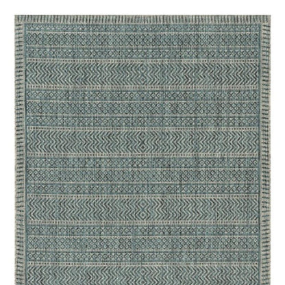 3' X 4' Teal And Beige Geometric Area Rug