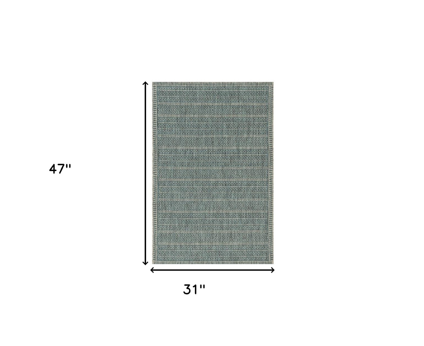 8' X 11' Teal Geometric Patterns Indoor Area Rug