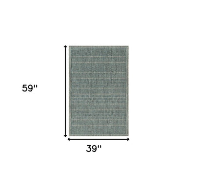 8' Teal Blue Southwestern Indoor Outdoor Area Rug