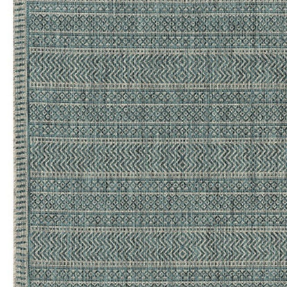 8' Teal Blue Southwestern Indoor Outdoor Area Rug