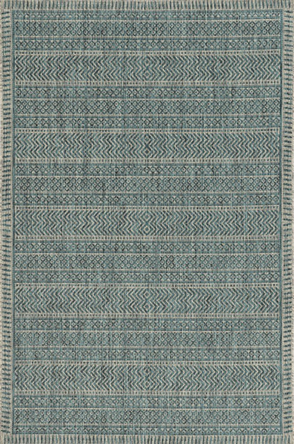 8' Teal Blue Southwestern Indoor Outdoor Area Rug