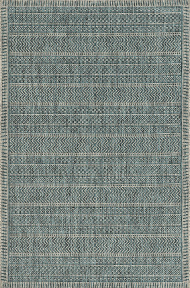8' Teal Blue Southwestern Indoor Outdoor Area Rug