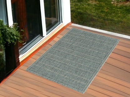 8' Teal Blue Southwestern Indoor Outdoor Area Rug