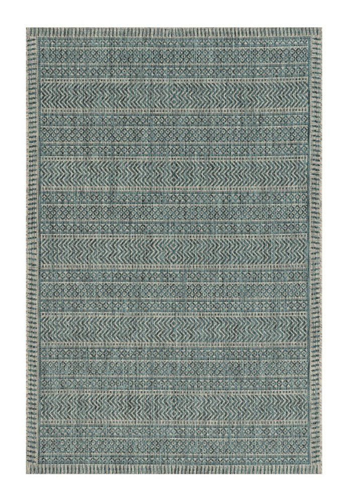 8' Teal Blue Southwestern Indoor Outdoor Area Rug