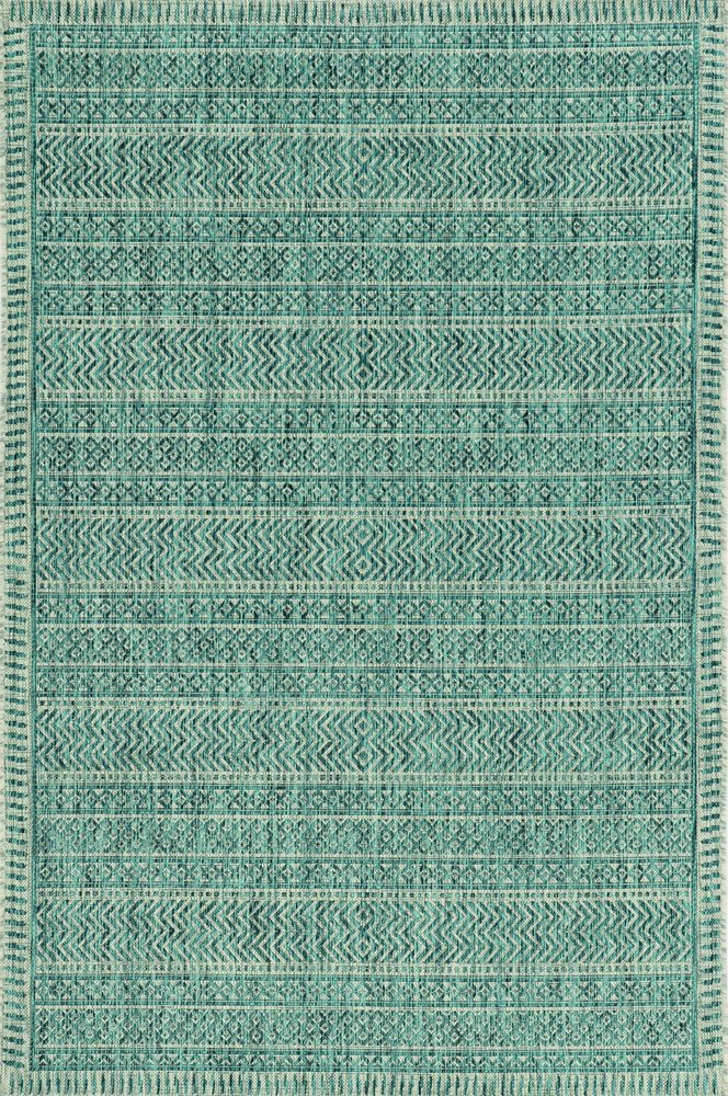 8' Teal Blue Southwestern Indoor Outdoor Area Rug