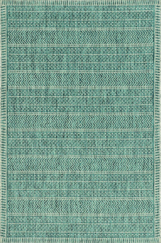 3' X 5' Teal Blue Geometric Indoor Outdoor Area Rug