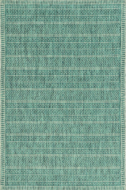 3' X 5' Teal Blue Geometric Indoor Outdoor Area Rug