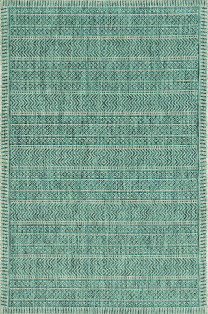 8' Teal Blue Southwestern Indoor Outdoor Area Rug