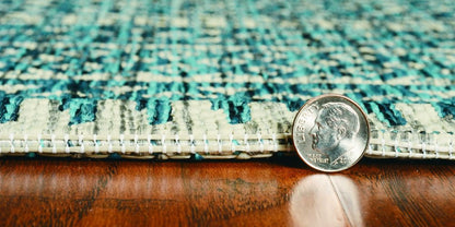 8' Teal Blue Southwestern Indoor Outdoor Area Rug