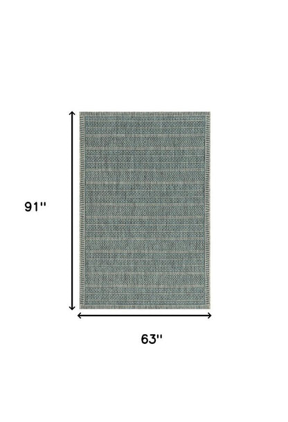 8' Teal Blue Southwestern Indoor Outdoor Area Rug