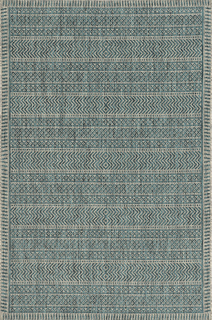 3' X 5' Teal Blue Geometric Indoor Outdoor Area Rug