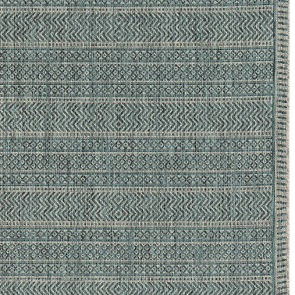 8' Teal Blue Southwestern Indoor Outdoor Area Rug