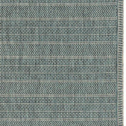 8' Teal Blue Southwestern Indoor Outdoor Area Rug