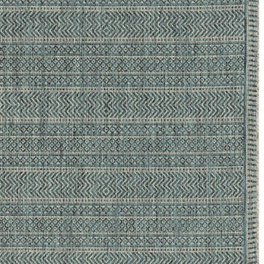 8' Teal Blue Southwestern Indoor Outdoor Area Rug