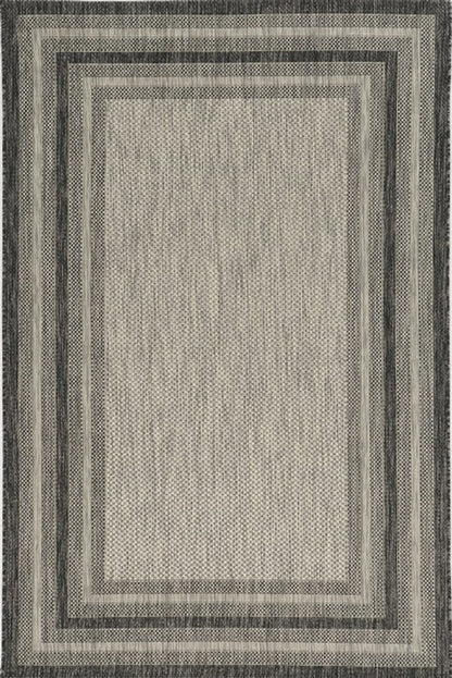 3' X 4' Gray Striped Indoor Outdoor Area Rug