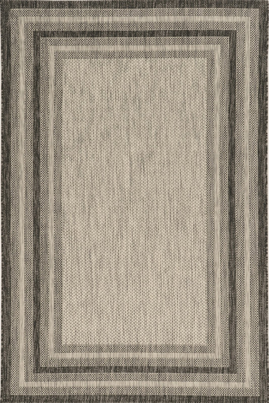 5' X 8'  Grey Bordered Area Rug