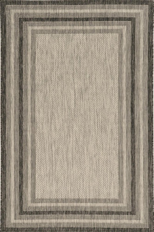 5' X 8'  Grey Bordered Area Rug
