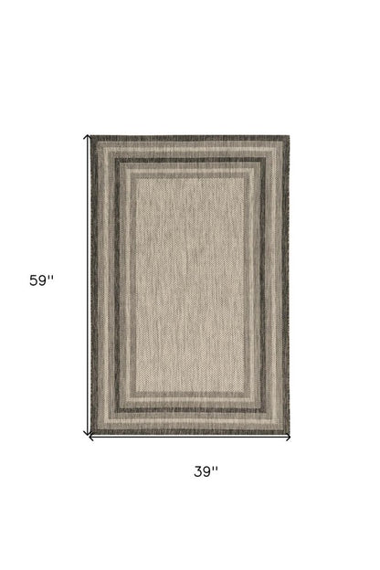 3' X 5' Grey Polypropylene Area Rug
